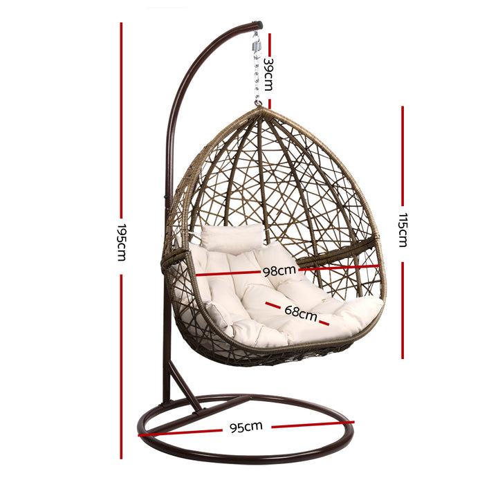 Deluxe Outdoor Hanging Wicker Egg Swing Chair - Brown Homecoze