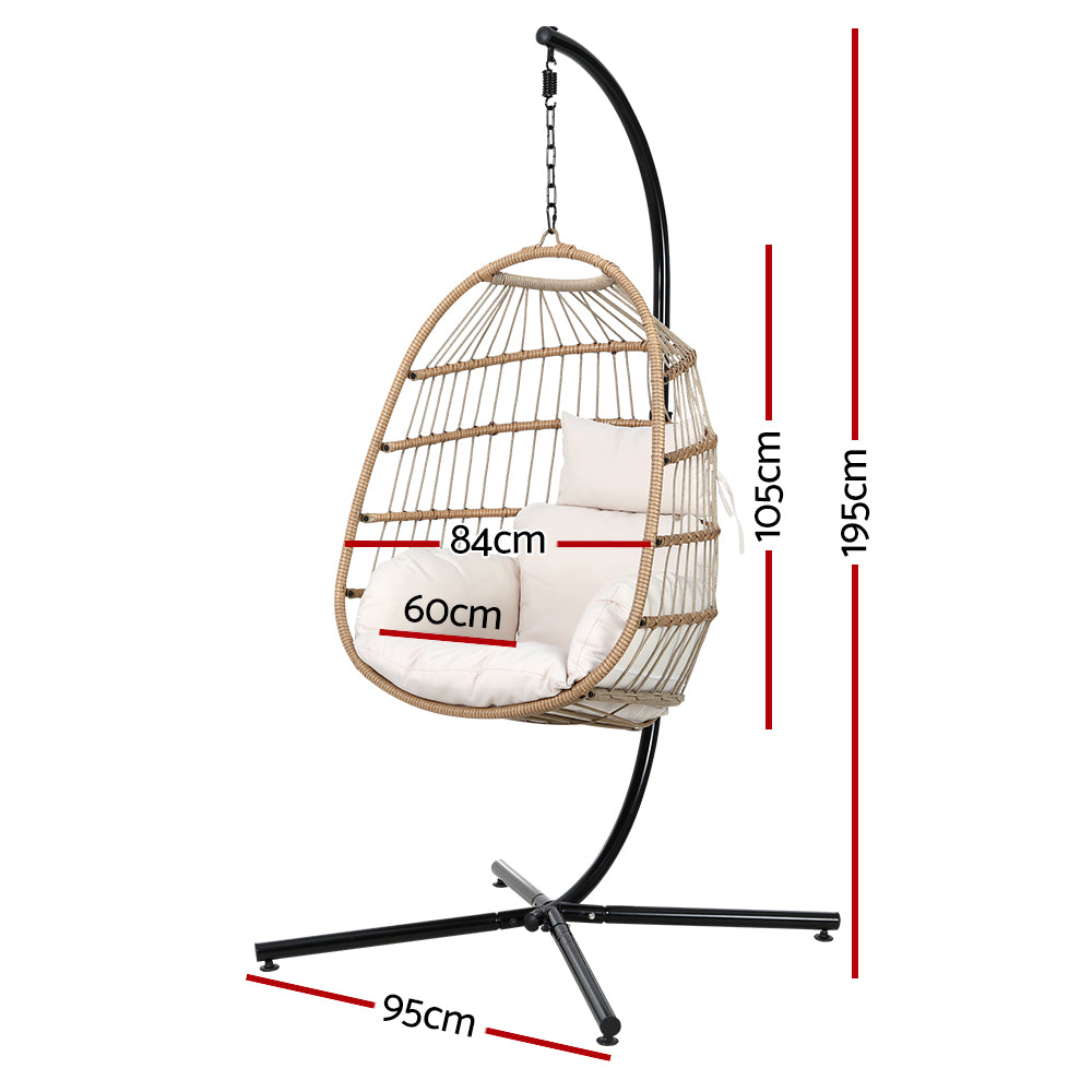 Wicker Egg Swing Chair Hammock With Stand - Cream Homecoze