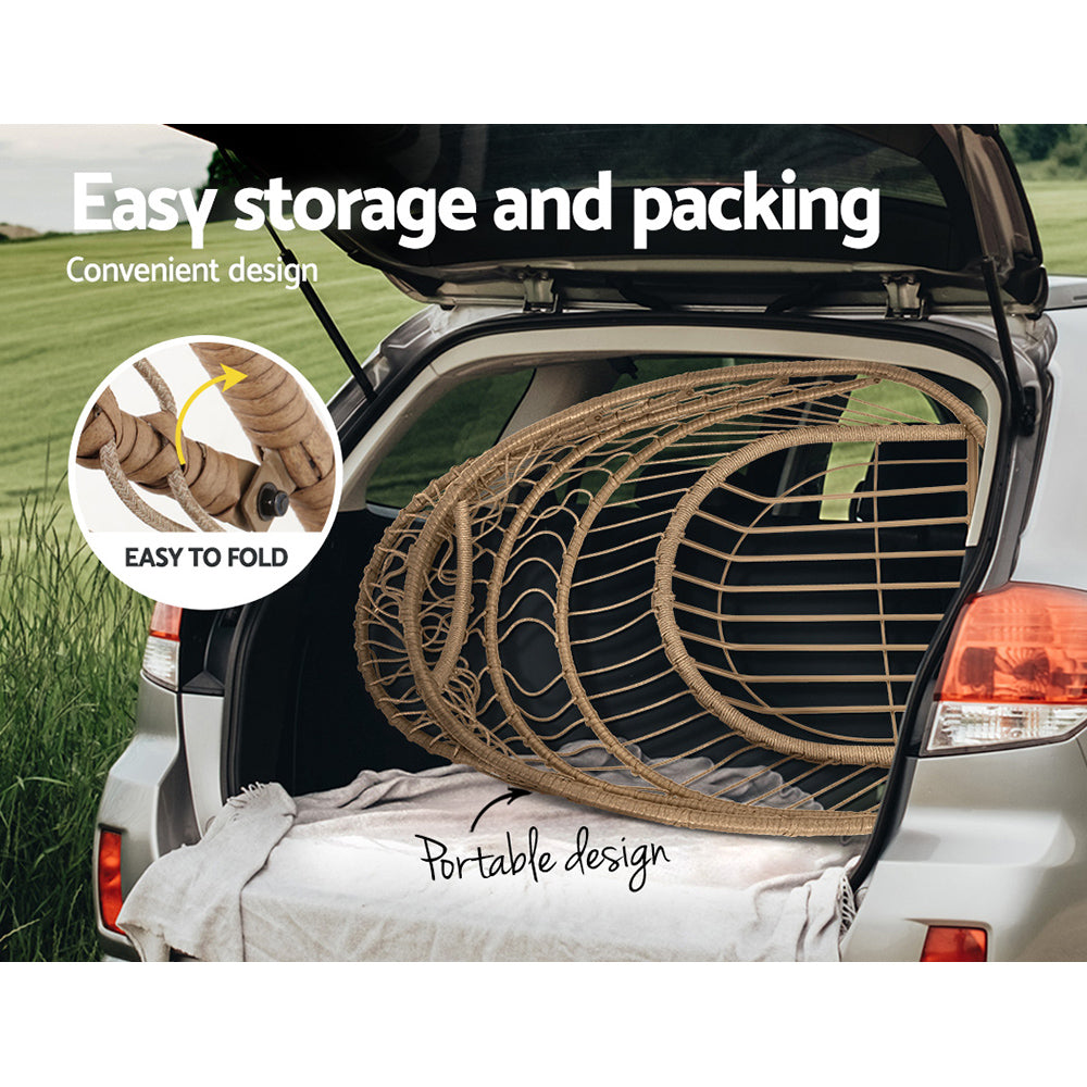 Wicker Egg Swing Chair Hammock With Stand - Cream Homecoze