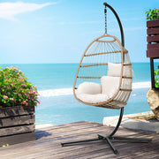 Wicker Egg Swing Chair Hammock With Stand - Cream Homecoze