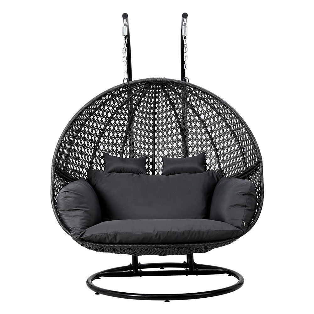 Outdoor 2 Person Double Hanging Swing Chair - Black Homecoze