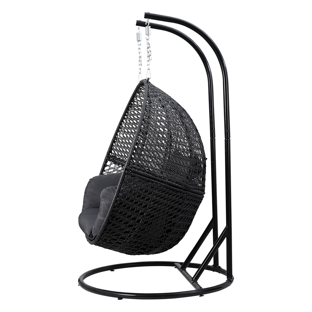 Outdoor 2 Person Double Hanging Swing Chair - Black Homecoze
