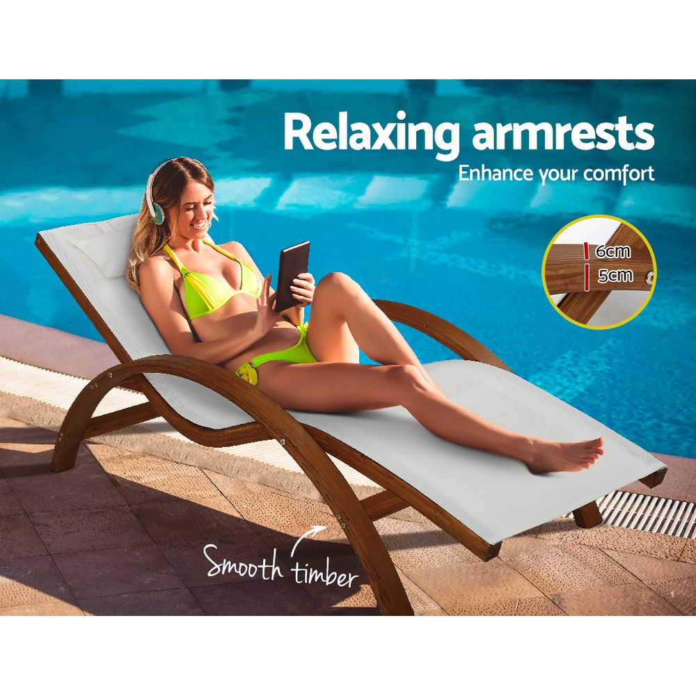 Outdoor Wooden Sun Lounge Day Bed - Homecoze