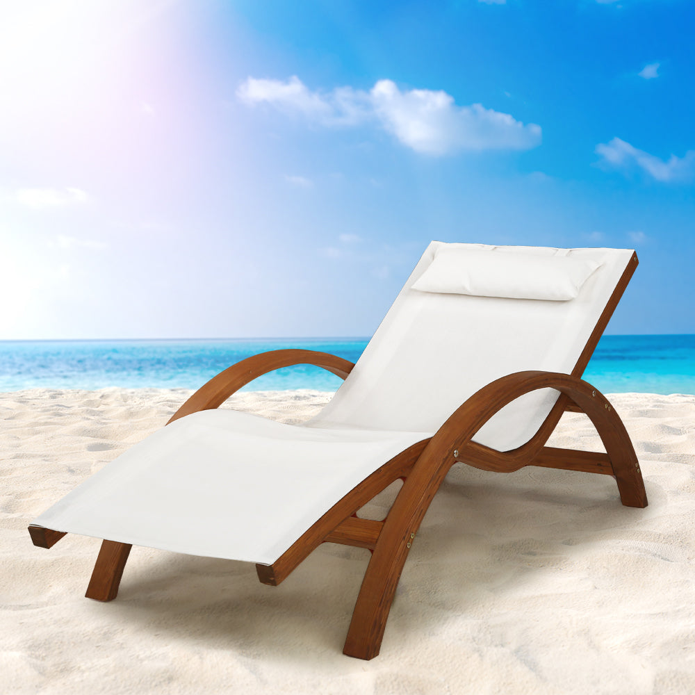Outdoor Wooden Sun Lounge Day Bed - Homecoze