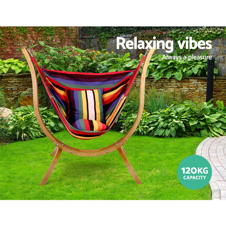 Hammock Swing Chair with Wooden Stand Homecoze