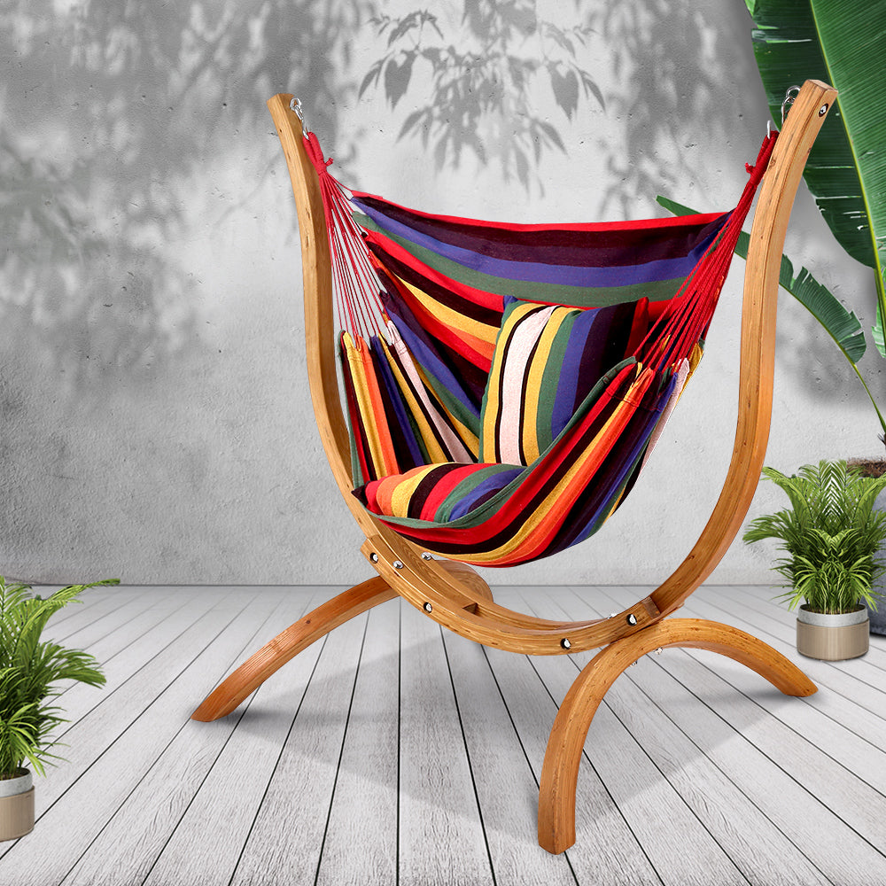 Hammock Swing Chair with Wooden Stand Homecoze