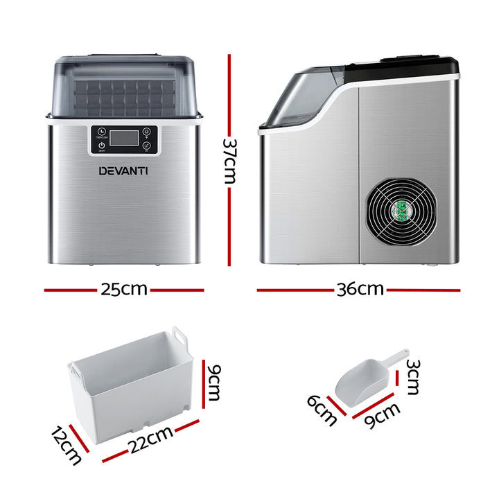 Commercial Ice Cube Maker Ice Machine 0.8kg/hr Adjustable Ice Size - Stainless Steel Homecoze