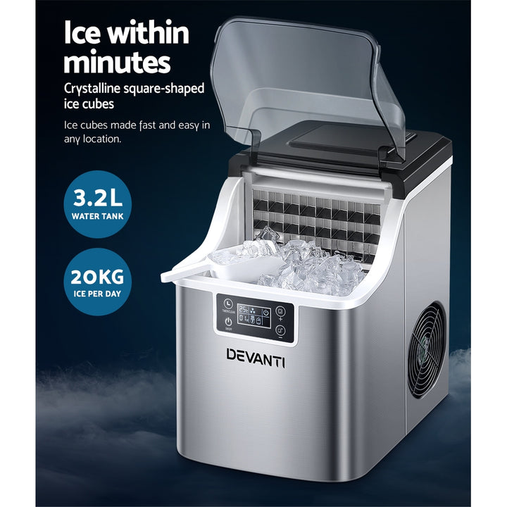 Commercial Ice Cube Maker Ice Machine 0.8kg/hr Adjustable Ice Size - Stainless Steel Homecoze