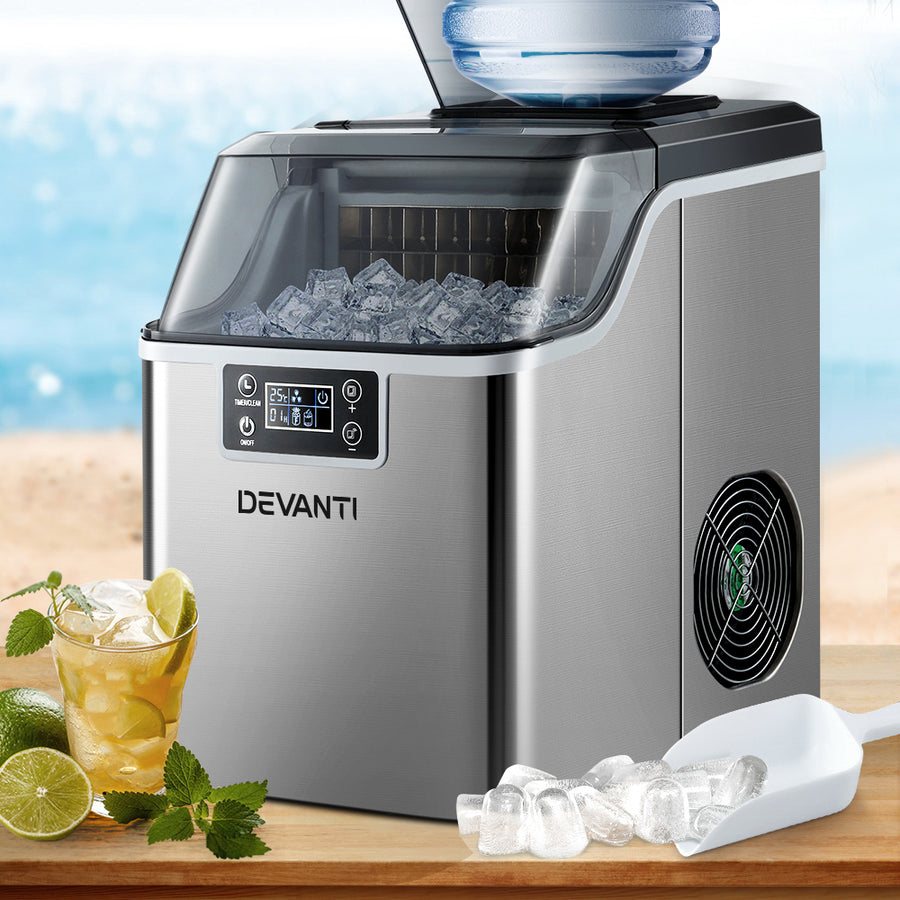 Commercial Ice Cube Maker Ice Machine 0.8kg/hr Adjustable Ice Size - Stainless Steel Homecoze