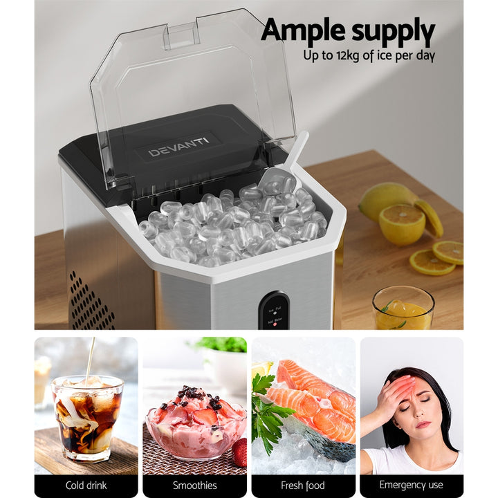 Portable Ice Cube Maker Ice Machine 0.5kg/hr Bullet Ice Home Bar Benchtop - Stainless Steel Homecoze