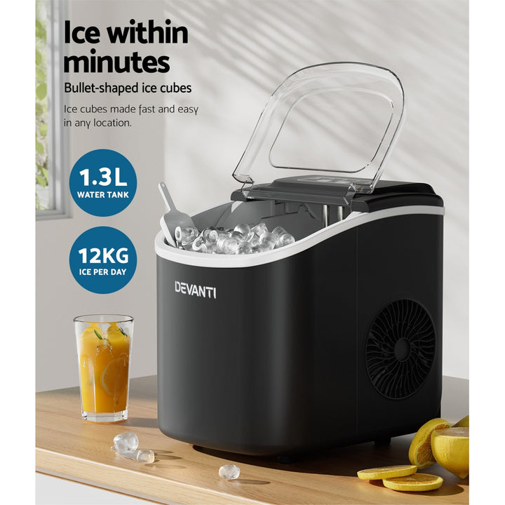 Portable Ice Cube Maker Ice Machine 0.5kg/hr Small or Large Ice - Black Homecoze