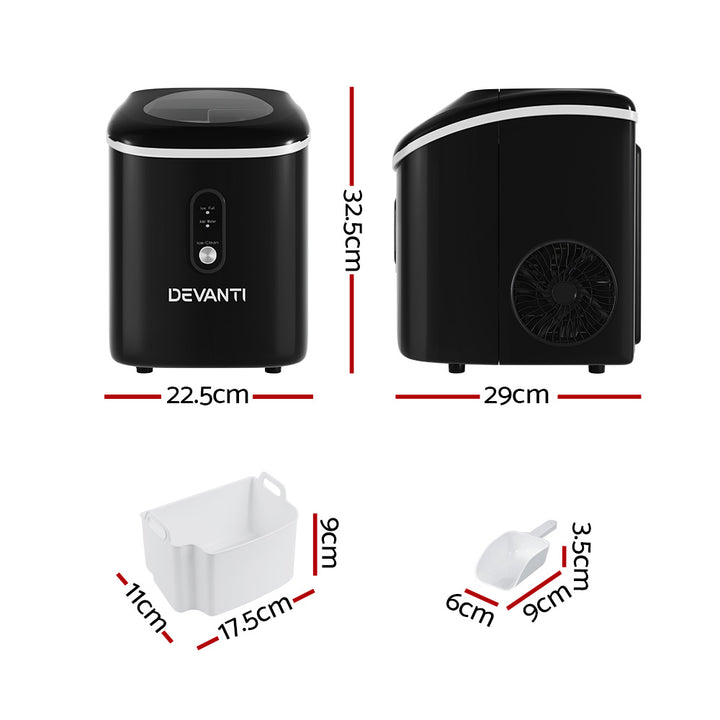 Portable Ice Cube Maker 0.6kg/hr Benchtop Nugget Ice Machine - Black