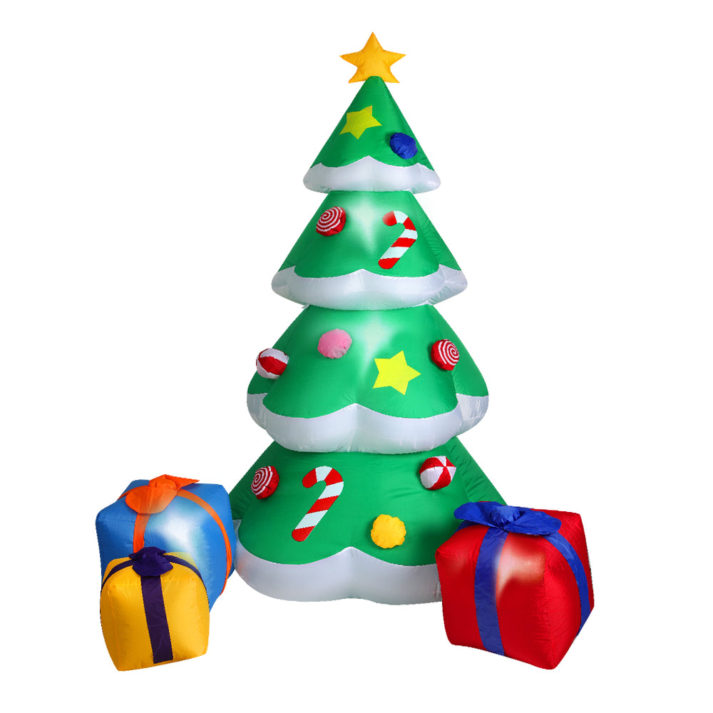 Inflatable Christmas Decorations Xmas Tree & Presents 2.1M LED Lights Xmas Party Homecoze