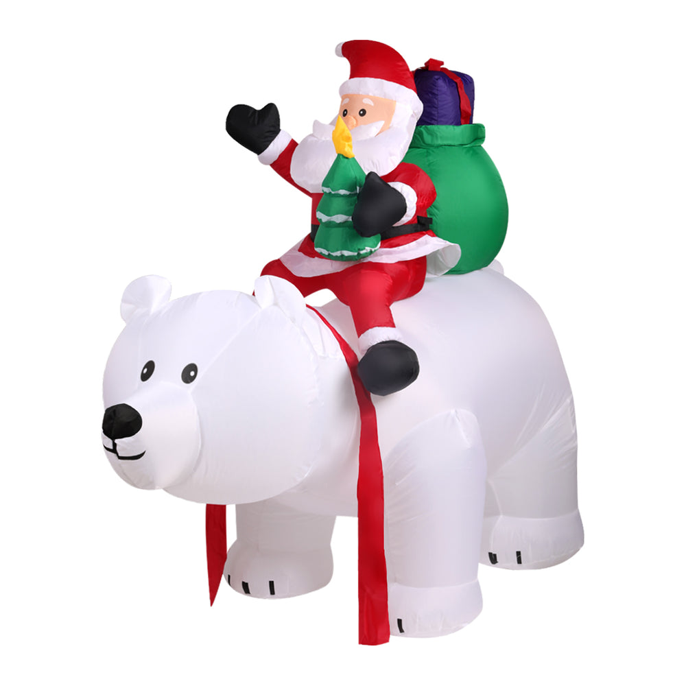 Inflatable Christmas Decorations Santa on a Polar bear 1.7M LED Lights Xmas Party Homecoze