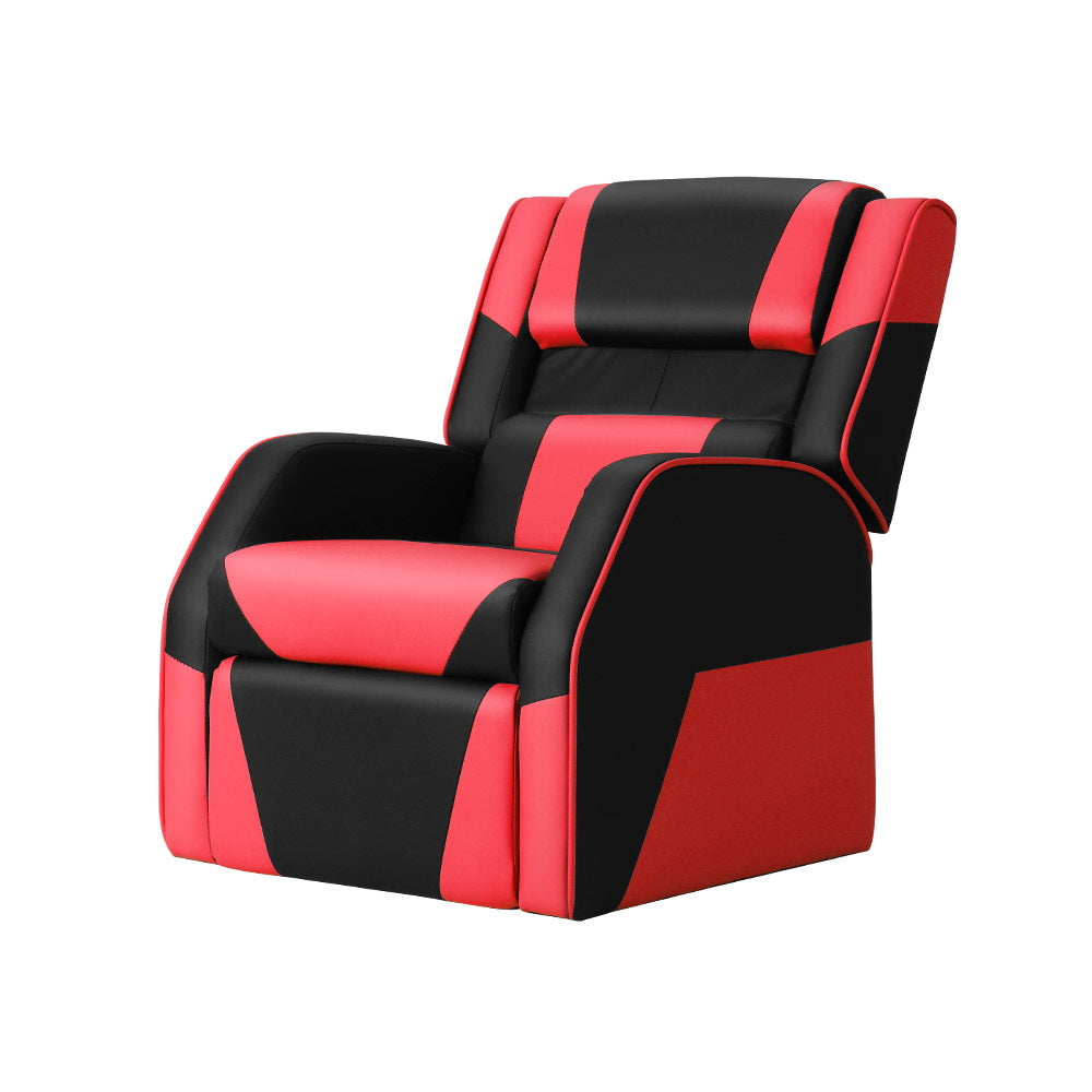Kids Recliner Movie Chair PU Leather Gaming Sofa - Red Homecoze