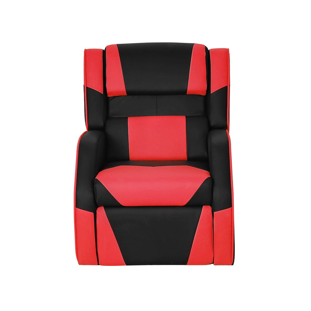 Kids Recliner Movie Chair PU Leather Gaming Sofa - Red Homecoze