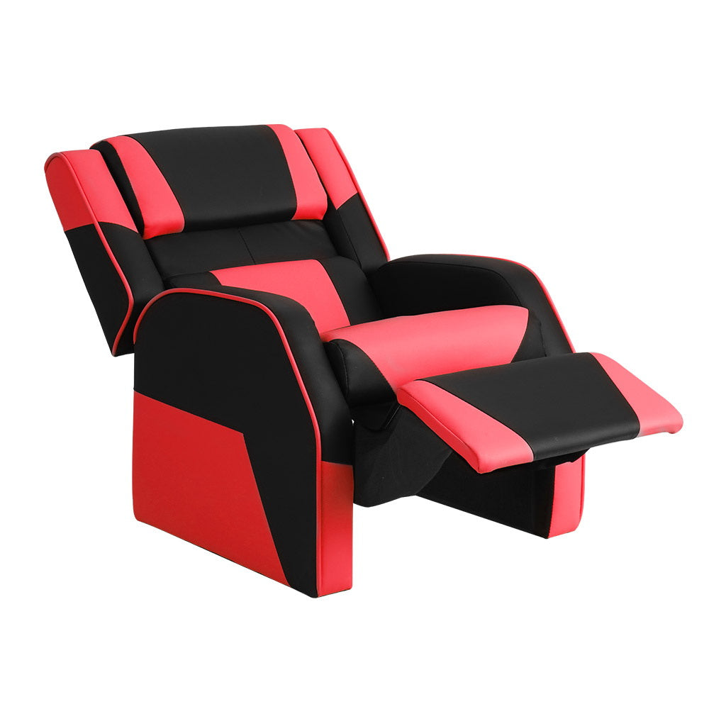 Kids Recliner Movie Chair PU Leather Gaming Sofa - Red Homecoze