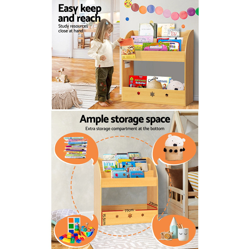 Kids Little Library Bookshelf Toy Storage Organiser - Natural Homecoze