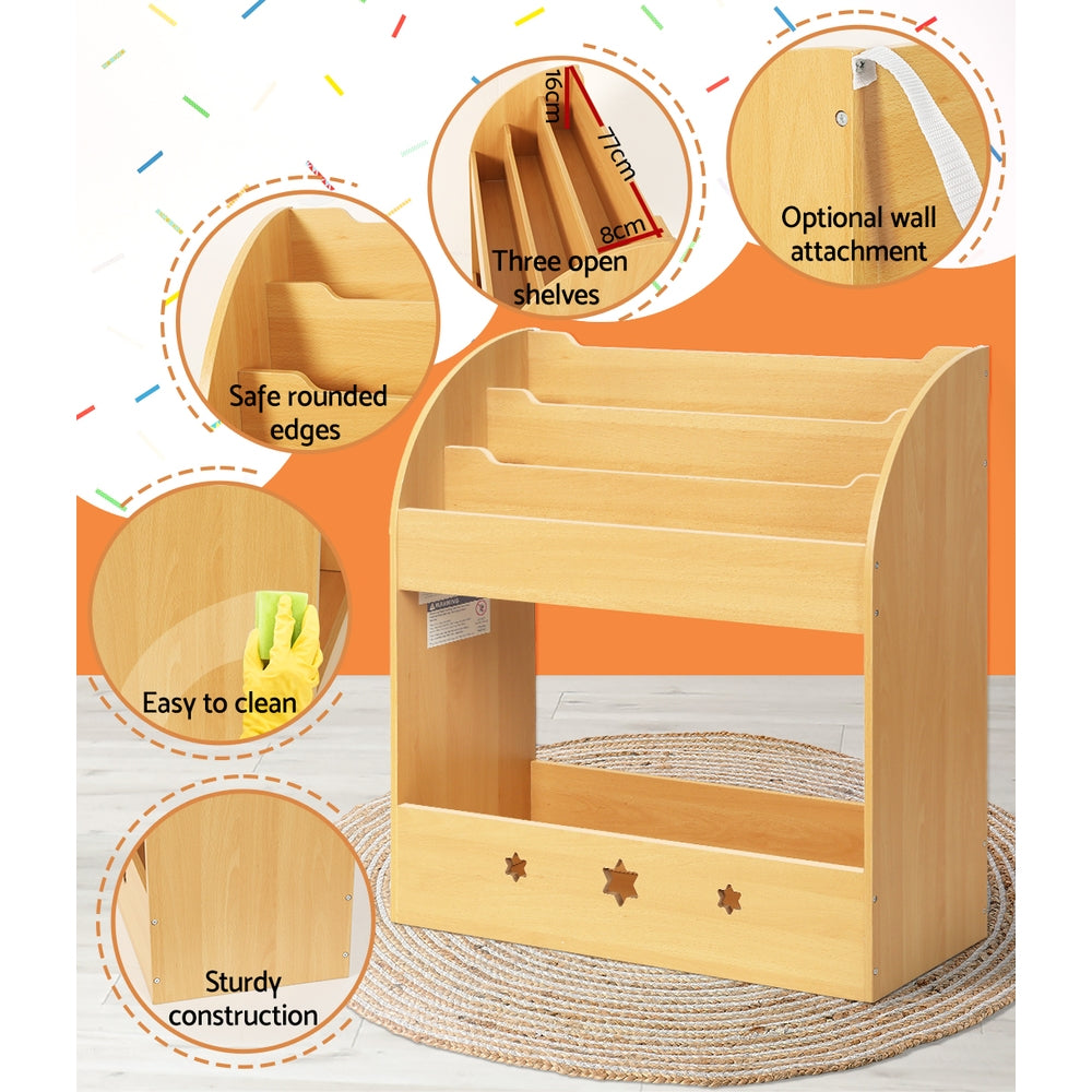 Kids Little Library Bookshelf Toy Storage Organiser - Natural Homecoze