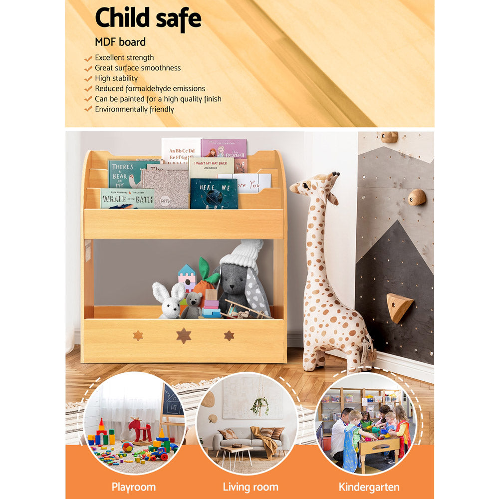 Kids Little Library Bookshelf Toy Storage Organiser - Natural Homecoze