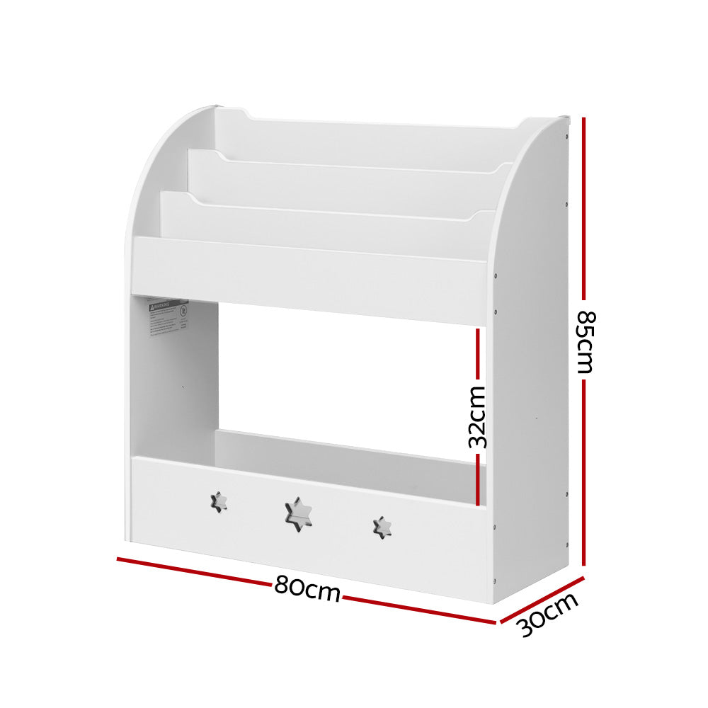 Kids Little Library Bookshelf Toy Storage Organiser - White Homecoze