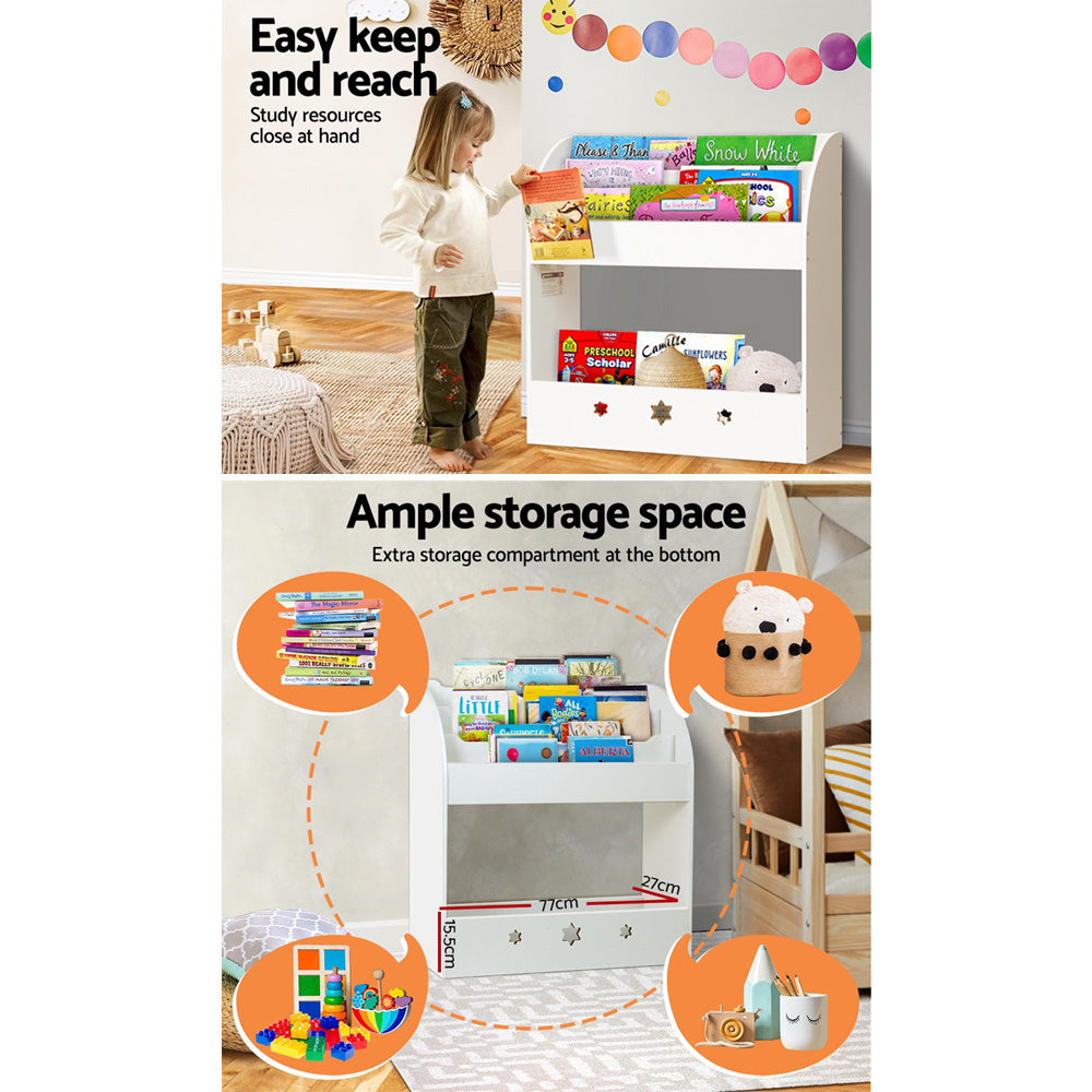 Kids Little Library Bookshelf Toy Storage Organiser - White Homecoze