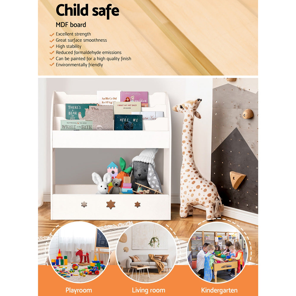 Kids Little Library Bookshelf Toy Storage Organiser - White Homecoze