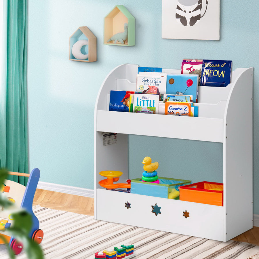 Kids Little Library Bookshelf Toy Storage Organiser - White Homecoze