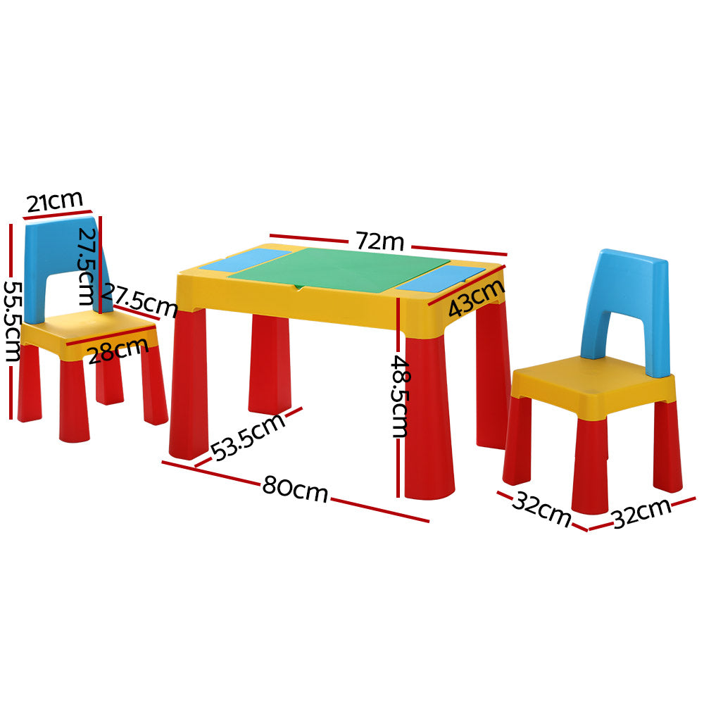 3PCS Kids Table and Chairs Set Activity Chalkboard Toys Storage Box Desk Homecoze