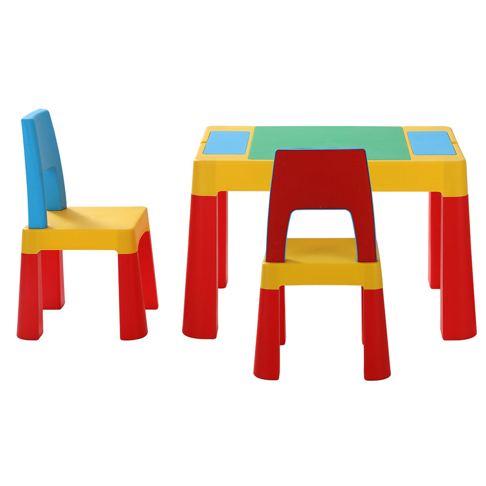 3PCS Kids Table and Chairs Set Activity Chalkboard Toys Storage Box Desk Homecoze