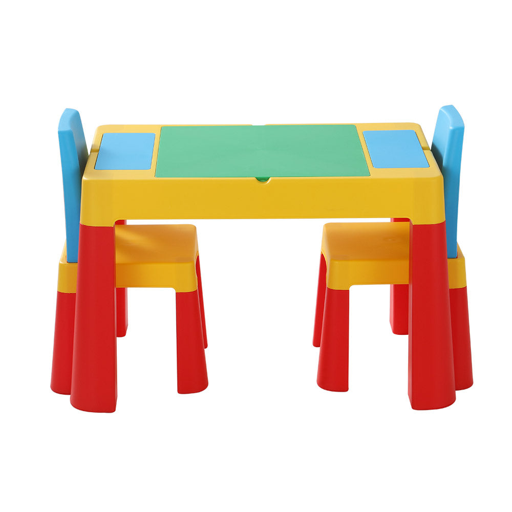 3PCS Kids Table and Chairs Set Activity Chalkboard Toys Storage Box Desk Homecoze