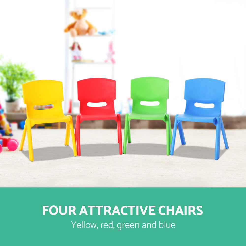 Set of 4 Kids Plastic Stackable Play Chairs for Indoors & Outdoors Homecoze