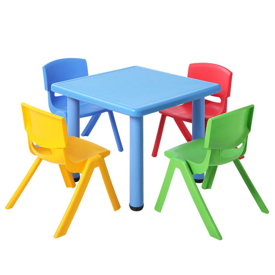 5 Piece Kids Table and Chair Set - Blue Homecoze