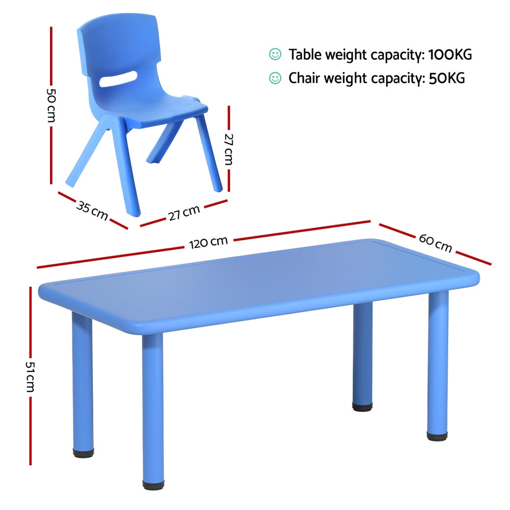 Kids Plastic Table and Chair Activity Set Heavy Duty Table with 8 Stackable Chairs Homecoze