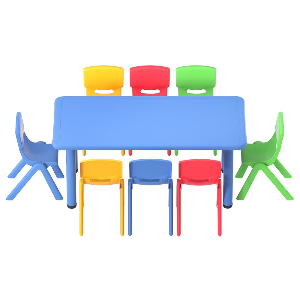 Kids Plastic Table and Chair Activity Set Heavy Duty Table with 8 Stackable Chairs Homecoze