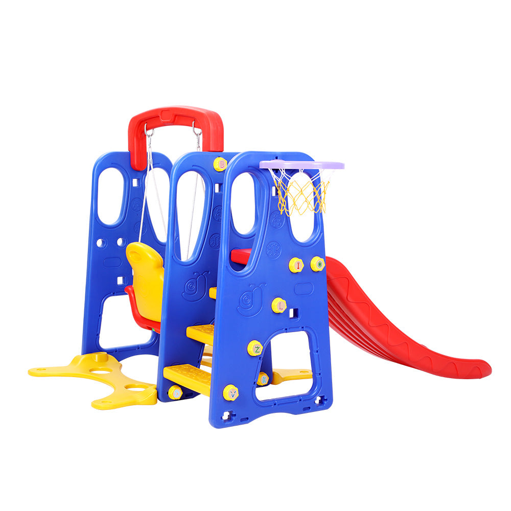 Kids 3-in-1 Slide Swing with Basketball Hoop Toddler Outdoor Indoor Play Homecoze