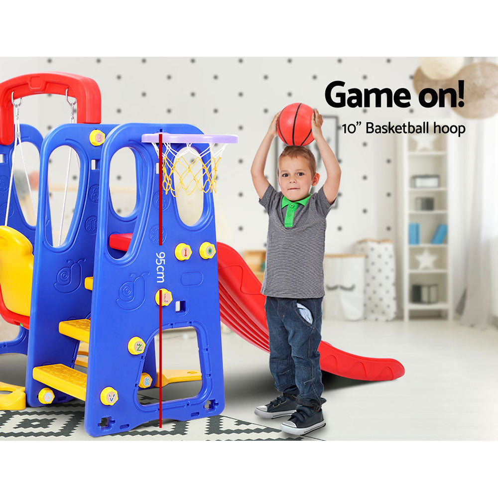 Kids 3-in-1 Slide Swing with Basketball Hoop Toddler Outdoor Indoor Play Homecoze