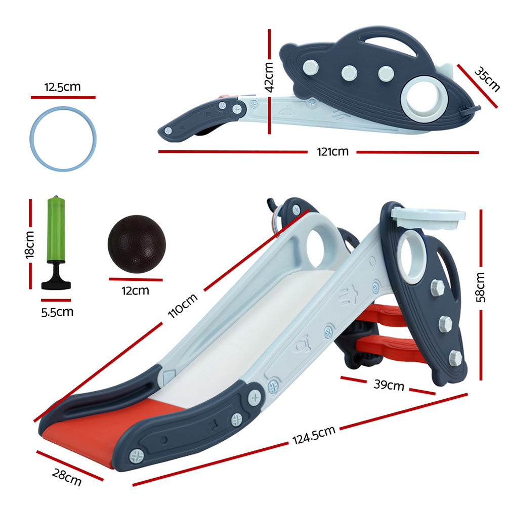 Kids Slide Set Outdoor Playground Basketball Hoop Ring Toddler Play Activity Indoor Homecoze