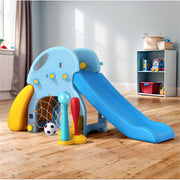 Kids Slide Set with Baseball Bat Mini Soccer Goal Outdoor Playground 120cm Blue - Homecoze
