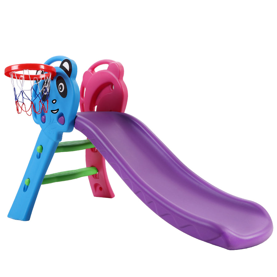 Kids Slide with Basketball Hoop Outdoor Indoor Playground Toddler Play Homecoze