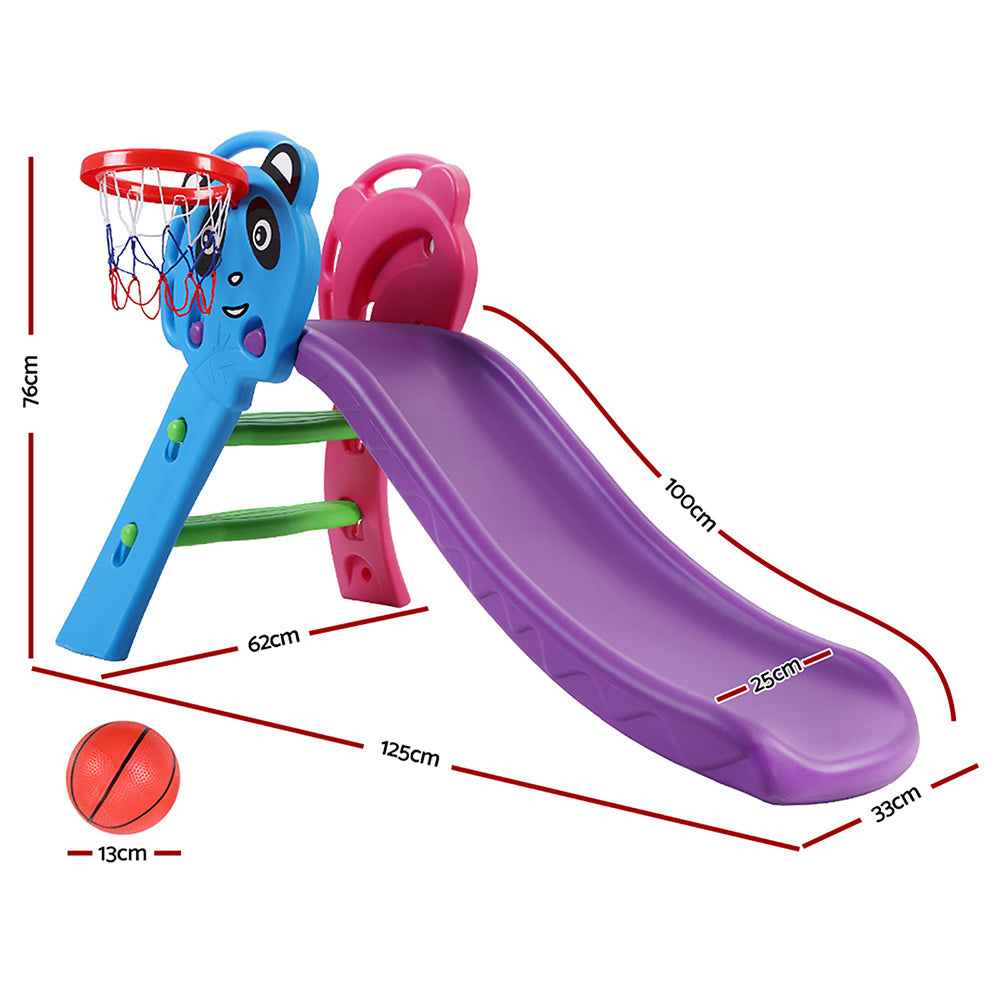 Kids Slide with Basketball Hoop Outdoor Indoor Playground Toddler Play Homecoze