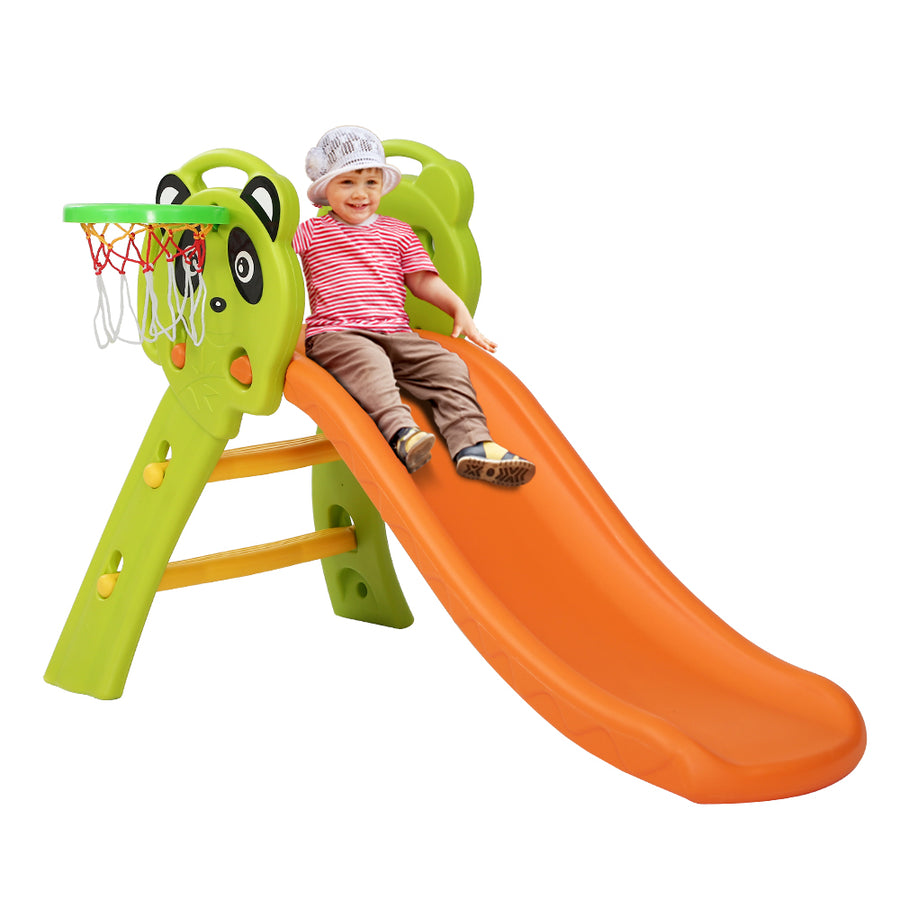 Kids Slide Basketball Hoop Activity Center Outdoor Toddler Play Set Orange Homecoze