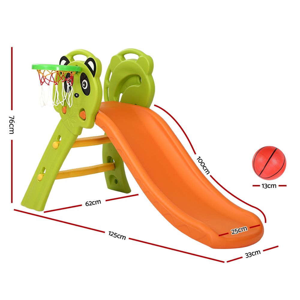 Kids Slide Basketball Hoop Activity Center Outdoor Toddler Play Set Orange Homecoze