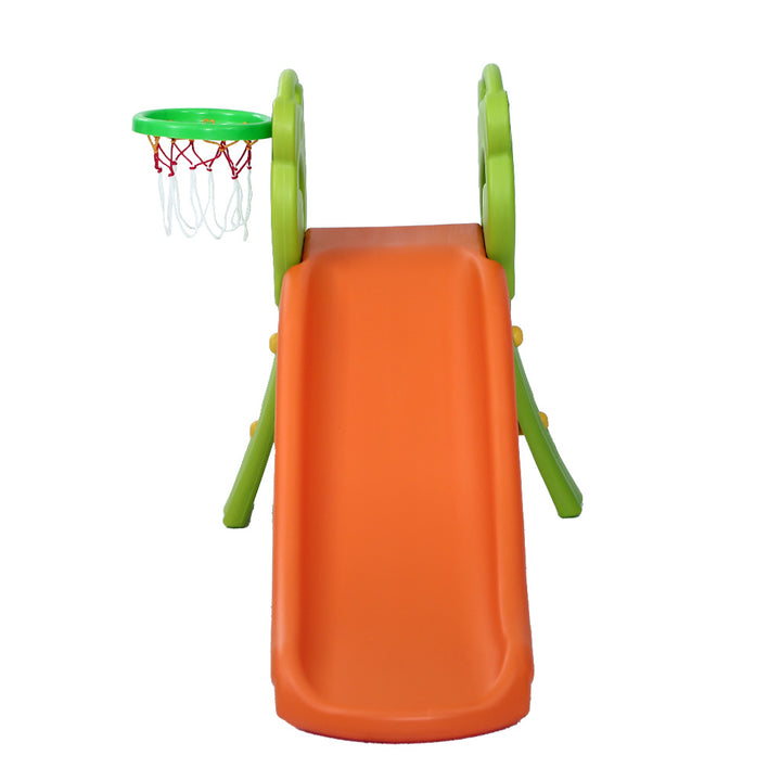 Kids Slide Basketball Hoop Activity Center Outdoor Toddler Play Set Orange Homecoze