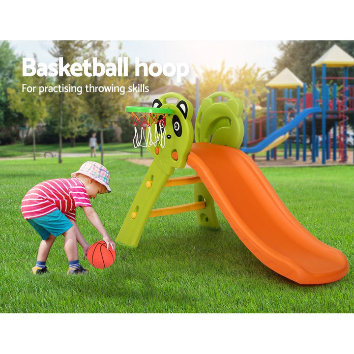 Kids Slide Basketball Hoop Activity Center Outdoor Toddler Play Set Orange Homecoze