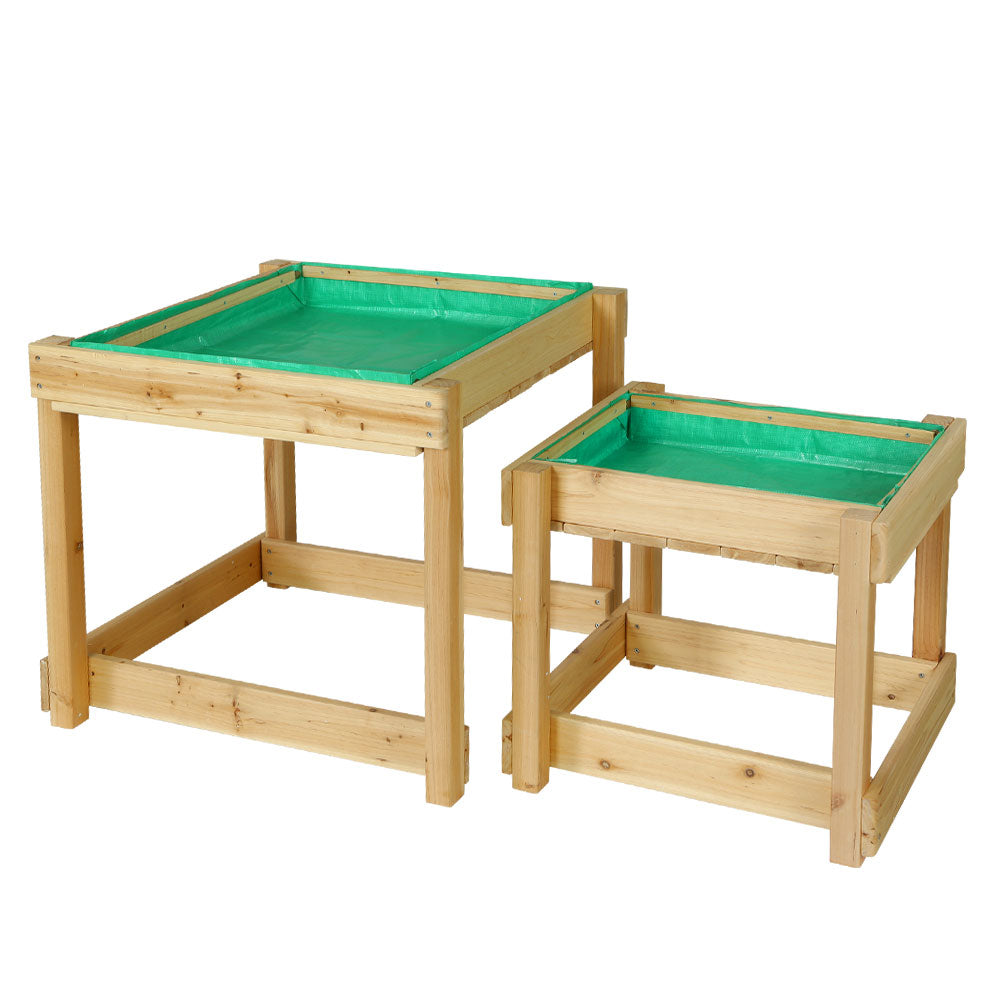 Kids Outdoor Sandpit Sand and Water Wooden Activity Table with Cover Homecoze