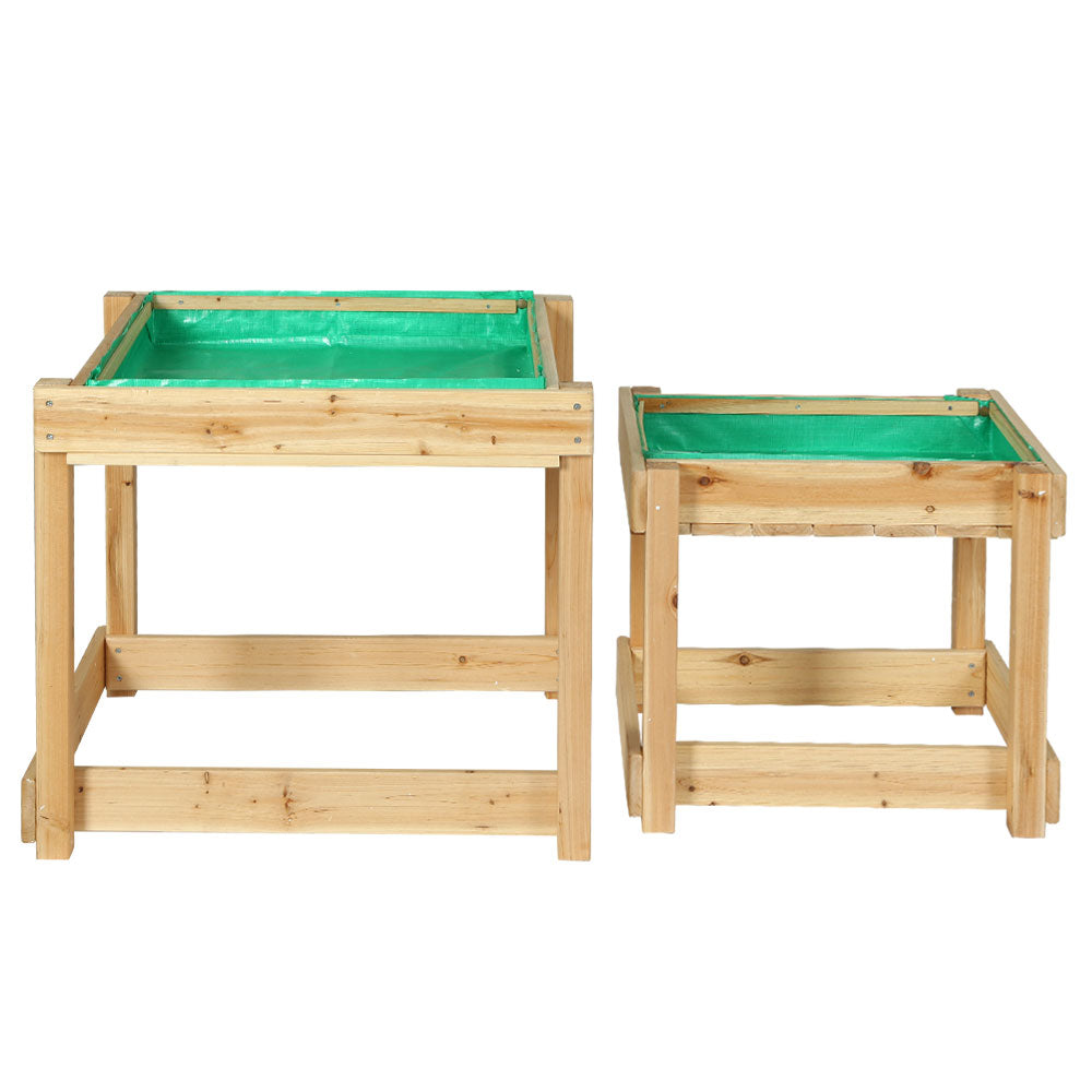 Kids Outdoor Sandpit Sand and Water Wooden Activity Table with Cover Homecoze