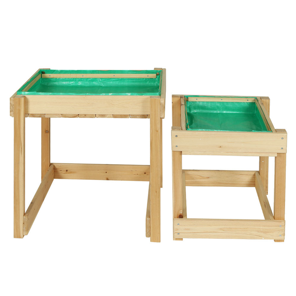 Kids Outdoor Sandpit Sand and Water Wooden Activity Table with Cover Homecoze