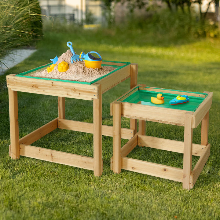 Kids Outdoor Sandpit Sand and Water Wooden Activity Table with Cover Homecoze