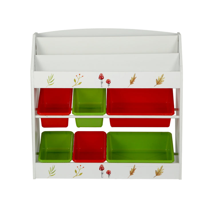 Kids Bookshelf Toy Box Organiser with 6 Bin Storage Bins Display Shelf Homecoze